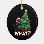 黒猫おもしろい何クリスマスクリスマスツリー セラミックオーナメント (左)