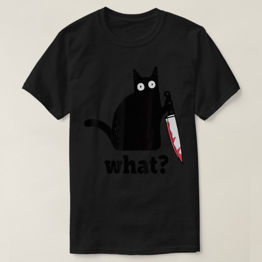 黒猫おもしろい何怖い黒猫おもしろいCA Tシャツ (デザイン正面)