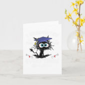 黒猫おもしろい卒業/Sの最終日 カード (黄色い花)