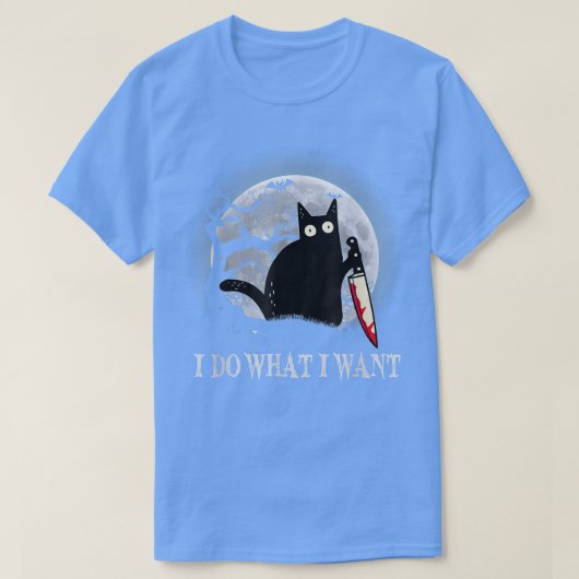 黒猫おもしろい嫌なハローが欲しいことをする Tシャツ (デザイン正面)