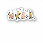 黒猫おもしろい幽霊ハロウィンパターン猫好き シール (正面)