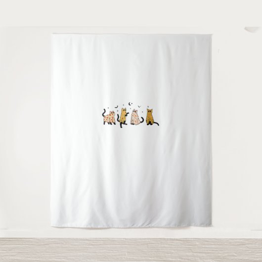 黒猫おもしろい幽霊ハロウィンパターン猫好き タペストリー (正面)