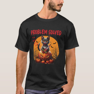 黒猫おもしろい殺害問題を解決 Tシャツ