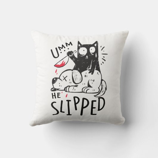 黒猫おもしろい犬血ナイフ真性犯罪殺人 クッション (裏面)