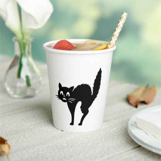 黒猫おもしろい黒白スプーンかわいいパーティー 紙コップ (インサイチュ)