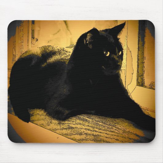 黒猫およびオレンジ マウスパッド (正面)