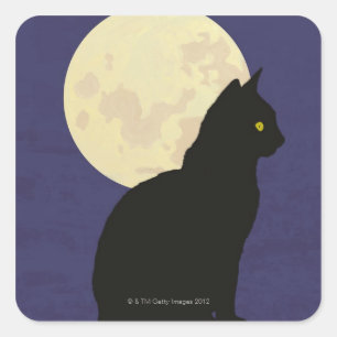 黒猫および月 スクエアシール