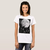 黒猫および月 Tシャツ (正面フル)