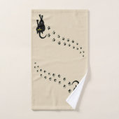 黒猫およびPawprints バスタオルセット (ハンドタオル)