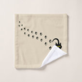 黒猫およびPawprints バスタオルセット (ウォッシュタオル)