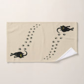 黒猫およびPawprints バスタオルセット (ハンドタオル)
