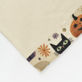 黒猫お洒落とハロウィーンのカボチャ フリースブランケット (角)