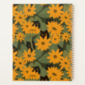 黒猫お洒落とヒマワリのシームレス柄 プランナー手帳 (裏面)