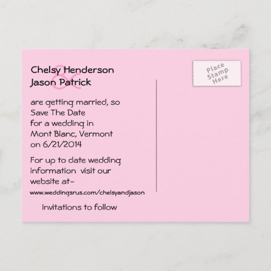 黒猫お洒落の結婚式がデートを守る 案内ポストカード (裏面)