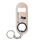 黒猫お洒落キラキラ目を覚ますとメイクアップ キーホルダー栓抜き (正面)