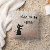 黒猫お洒落キラキラ目を覚ますとメイクアップ クッション (ブランケット)