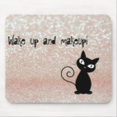 黒猫お洒落キラキラ目を覚ますとメイクアップ マウスパッド (正面)