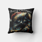 黒猫お洒落サンタ・クリスマスハット季節 クッション (裏面)