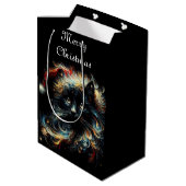 黒猫お洒落サンタ・クリスマスハット季節 ミディアムペーパーバッグ (裏面アングル)