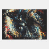 黒猫お洒落サンタ・クリスマスハット季節 ラッピングペーパーシート (正面)