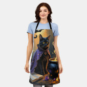 黒猫お洒落ハロウィン絵を描ズ エプロン (着用した状態)