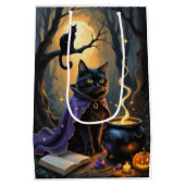 黒猫お洒落ハロウィン絵を描ズ ミディアムペーパーバッグ (裏面)