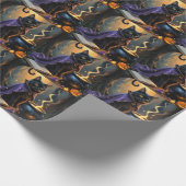 黒猫お洒落ハロウィン絵を描ズ ラッピングペーパー (角)