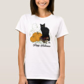 黒猫お洒落ハロウィンTシャツ Tシャツ (正面)