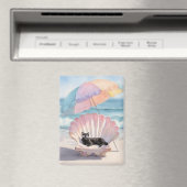 黒猫お洒落ビーチ磁石 マグネット (インサイチュ (食洗機))