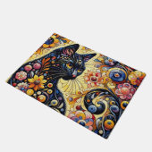 黒猫お洒落抽象芸術フローラ絵画ズ・アート ドアマット (アングル)