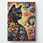 黒猫お洒落抽象芸術フローラ絵画ズ・アート フォトプラーク (正面)