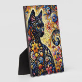 黒猫お洒落抽象芸術フローラ絵画ズ・アート フォトプラーク (側面)