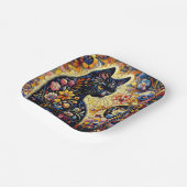 黒猫お洒落抽象芸術フローラ絵画ズ・アート ペーパープレート (傾斜あり)