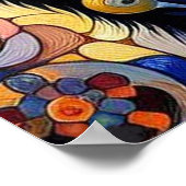 黒猫お洒落抽象芸術フローラ絵画ズ・アート ポスター (角)