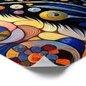 黒猫お洒落抽象芸術フローラ絵画ズ・アート ポスター (角)