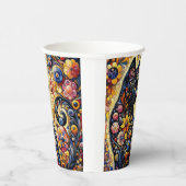黒猫お洒落抽象芸術フローラ絵画ズ・アート 紙コップ (右)