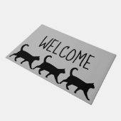 黒猫お洒落3匹が大歓迎 ドアマット (アングル)
