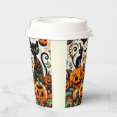 黒猫お洒落、かぼちゃとこうもり 紙コップ (右)