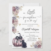黒猫かぼちゃお辞儀フラワーベビーシャワー 招待状 (正面)