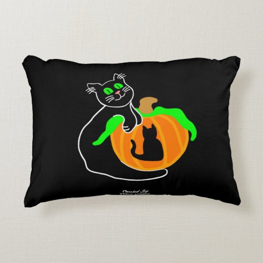 黒猫かぼちゃのアクセント枕 アクセントクッション (正面)