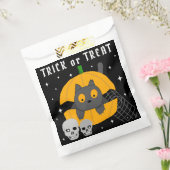 黒猫かぼちゃのスカルトリックまたはトリートハロウィーン フェイバーバッグ (封をした状態)