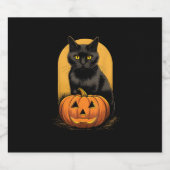 黒猫かぼちゃのハロウィーンの女性用コスチューム スパークリングワインラベル (シングルラベル)