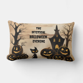 黒猫かぼちゃのパッチ ランバークッション