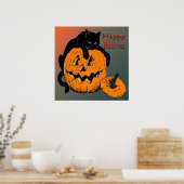 黒猫かぼちゃのポスター ポスター (キッチン)