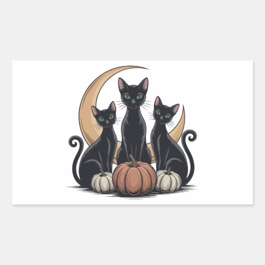 黒猫かぼちゃのムーンWhimsigothicハロウィーン 長方形シール (正面)