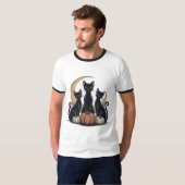黒猫かぼちゃのムーンWhimsigothicハロウィーン Tシャツ (正面フル)