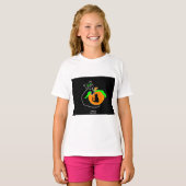 黒猫かぼちゃガールズホワイトベーシックTシャツ Tシャツ (正面フル)