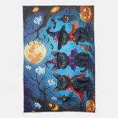 黒猫かぼちゃハロウィンおもしろい キッチンタオル (縦)