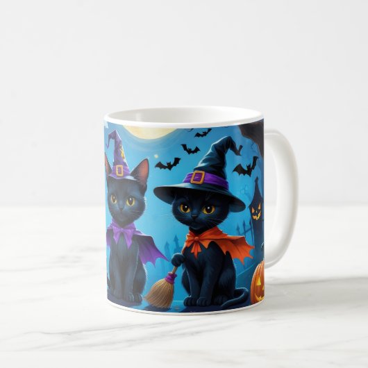 黒猫かぼちゃハロウィンおもしろい コーヒーマグカップ (正面右)