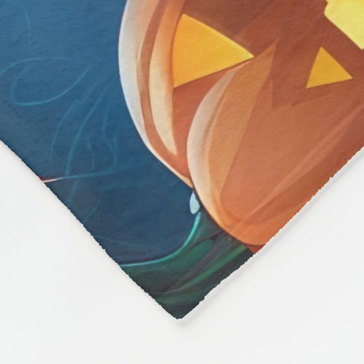 黒猫かぼちゃハロウィンおもしろい フリースブランケット (角)